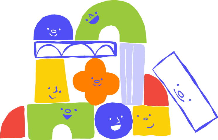 happy colorful blocks in a stack