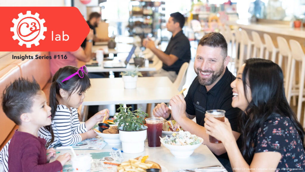 A family dining at a fast casual restaurant
