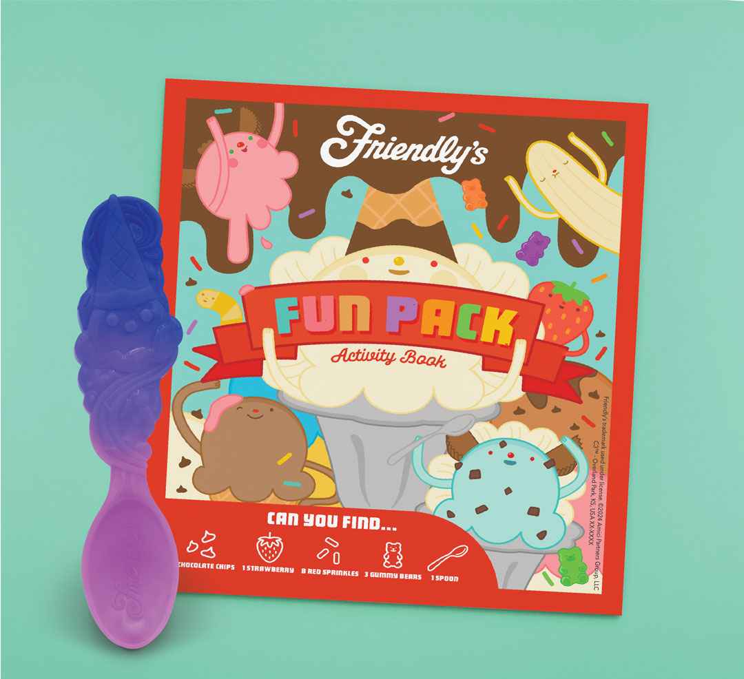 Friendly's Fun Pack activity book and color-changing spoon.
