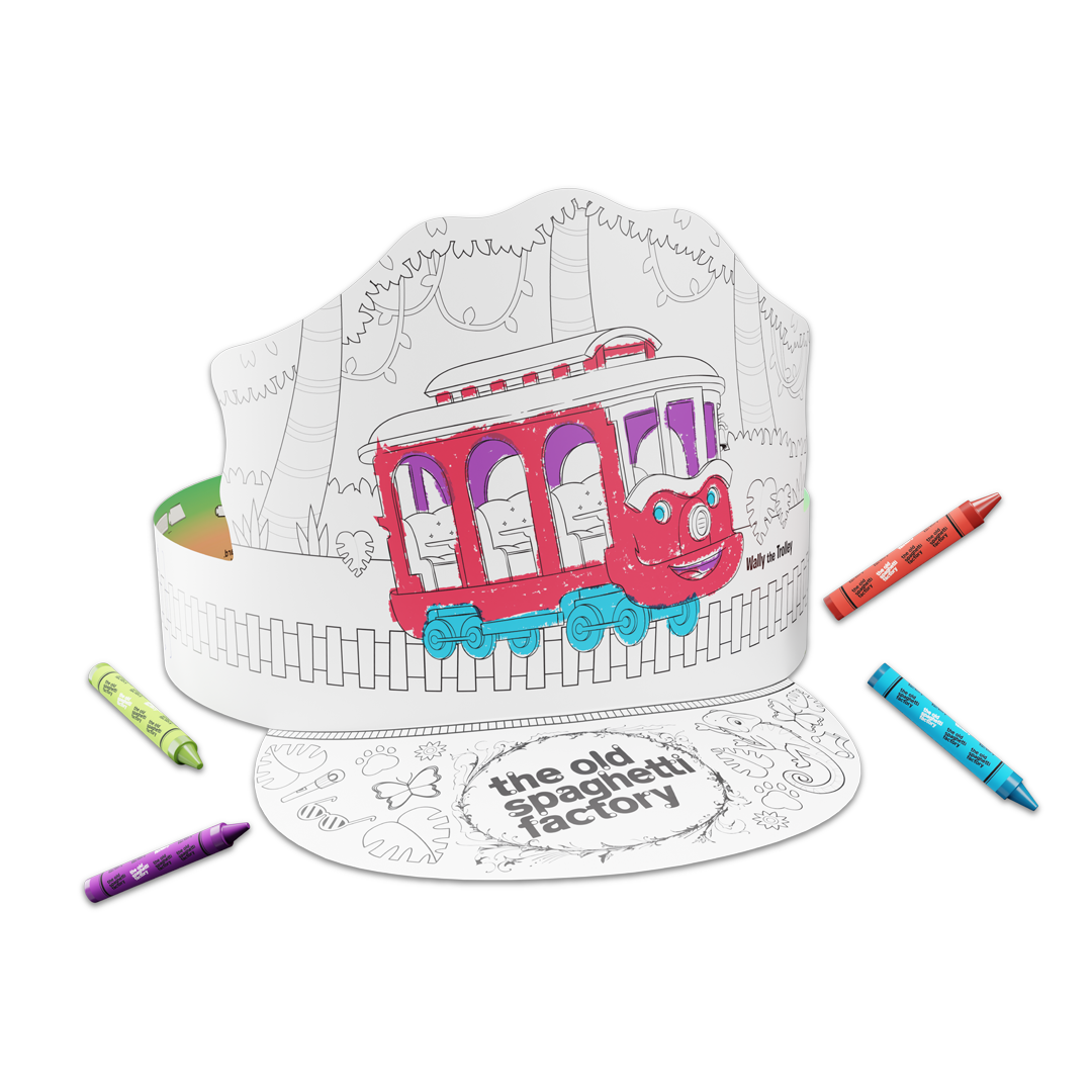 The Old Spaghetti Factory Conductor Hat Kids Menu and Crayons