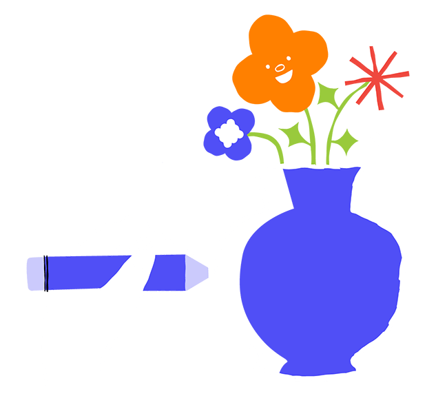 drawing of a vase and flowers